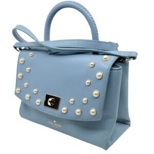 KATE SPADE~Serrano Place Pearl Shonna Satchel~BLUE LEATHER CROSSBODY TOTE BAG